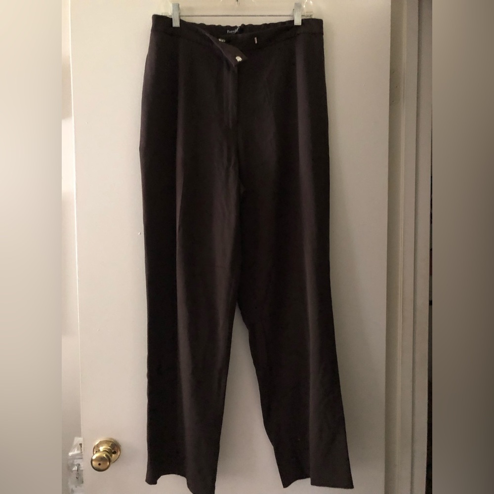 Pantology Brown Trousers Size 14 Regular thin waistband and elastic in back